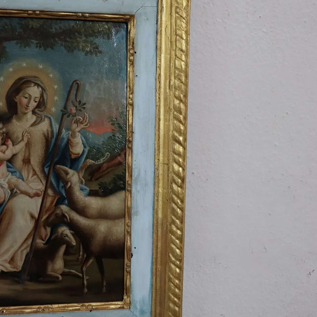 Dipinto religioso olio su tela, al retro firma Raphael Fogliardi 1795 11
