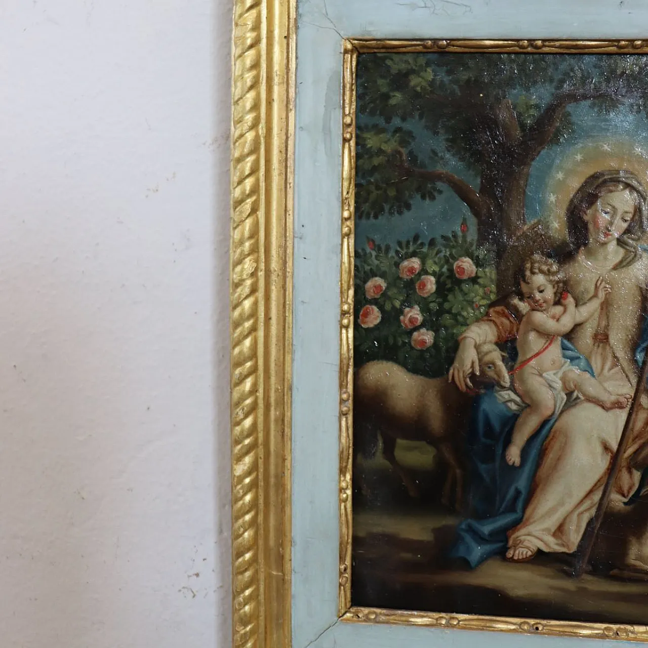 Dipinto religioso olio su tela, al retro firma Raphael Fogliardi 1795 12