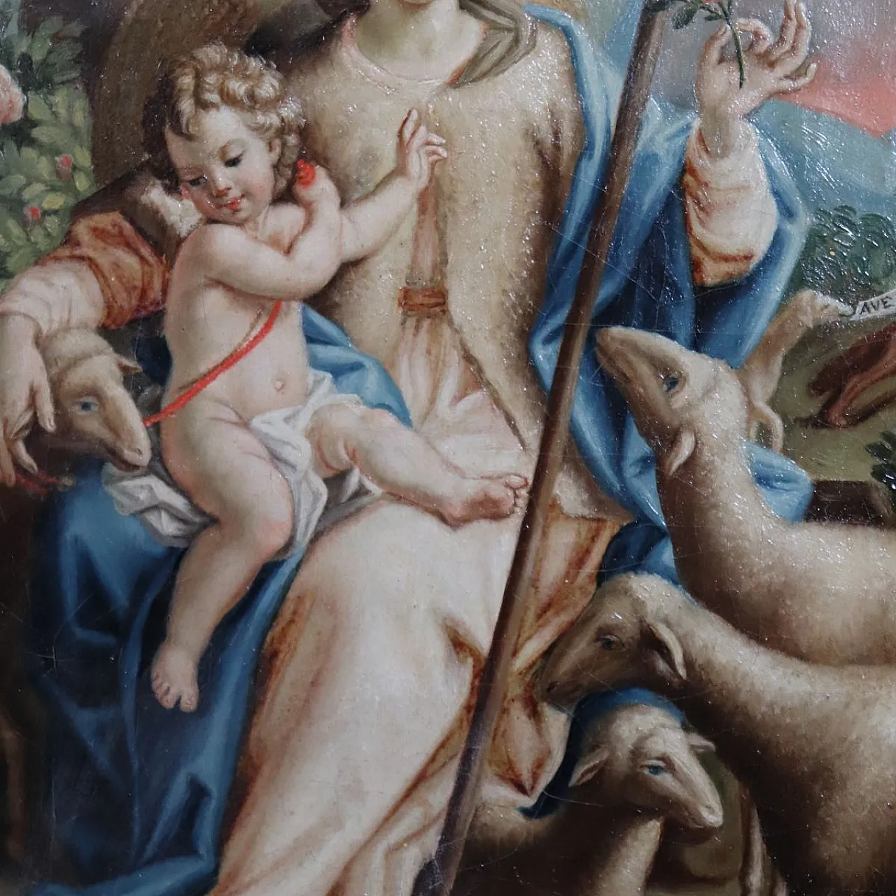 Dipinto religioso olio su tela, al retro firma Raphael Fogliardi 1795 13