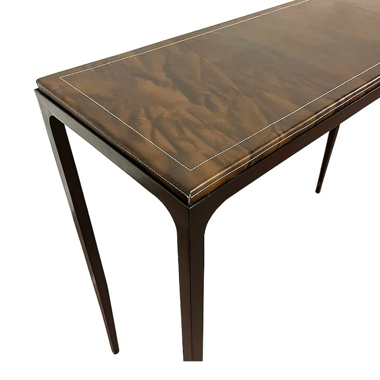 Iron and leather console, 1990s 2