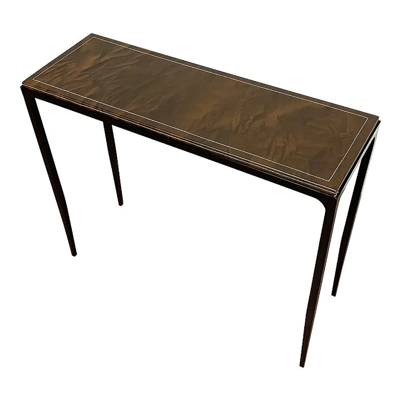 Iron and leather console, 1990s 3
