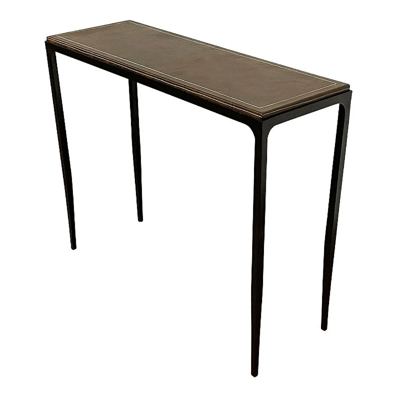 Iron and leather console, 1990s 4