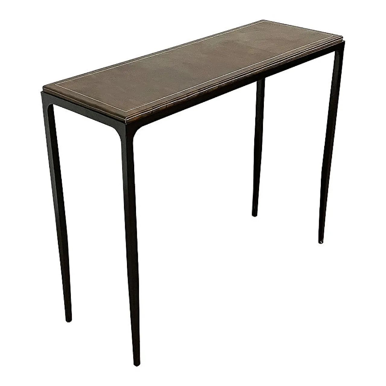Iron and leather console, 1990s 5