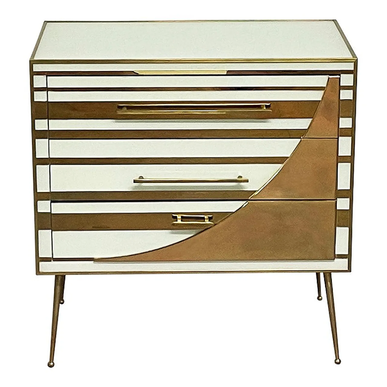 White and golden three-drawer chest of drawers, 1990s 1