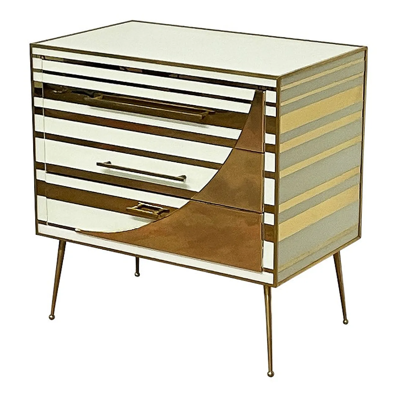White and golden three-drawer chest of drawers, 1990s 2