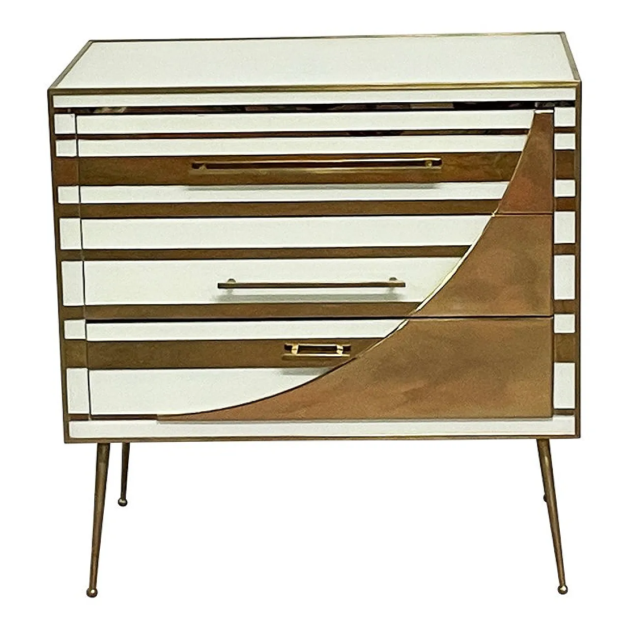 White and golden three-drawer chest of drawers, 1990s 5