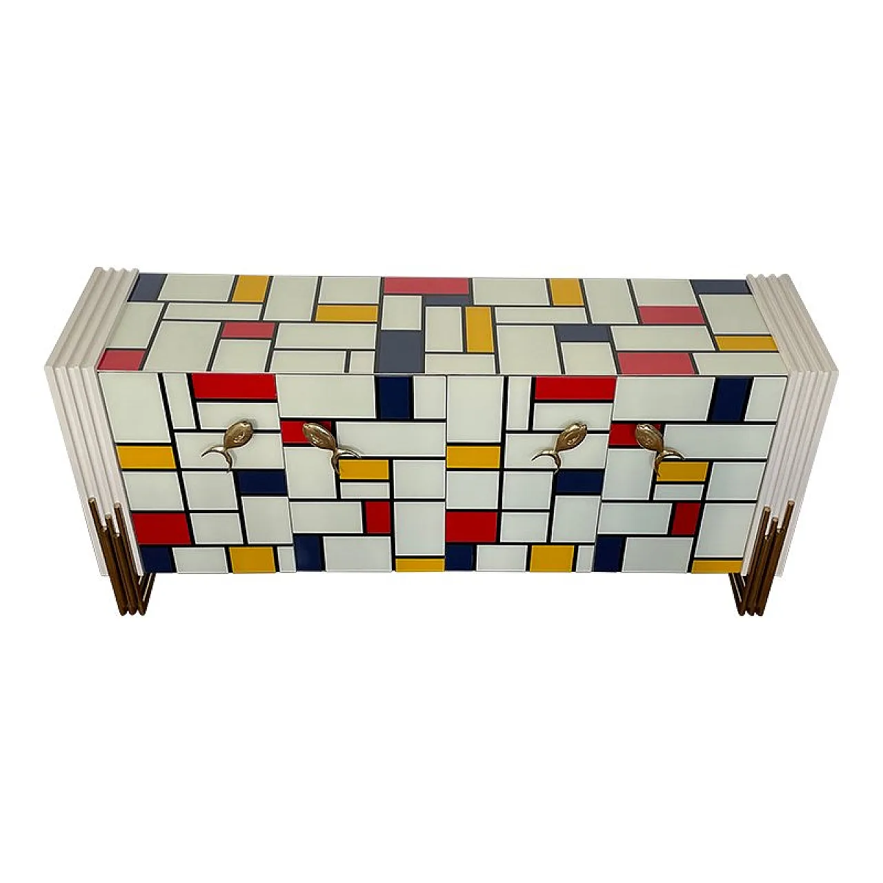 Credenza a quattro ante con maniglie a forma di pesce, anni '80 2