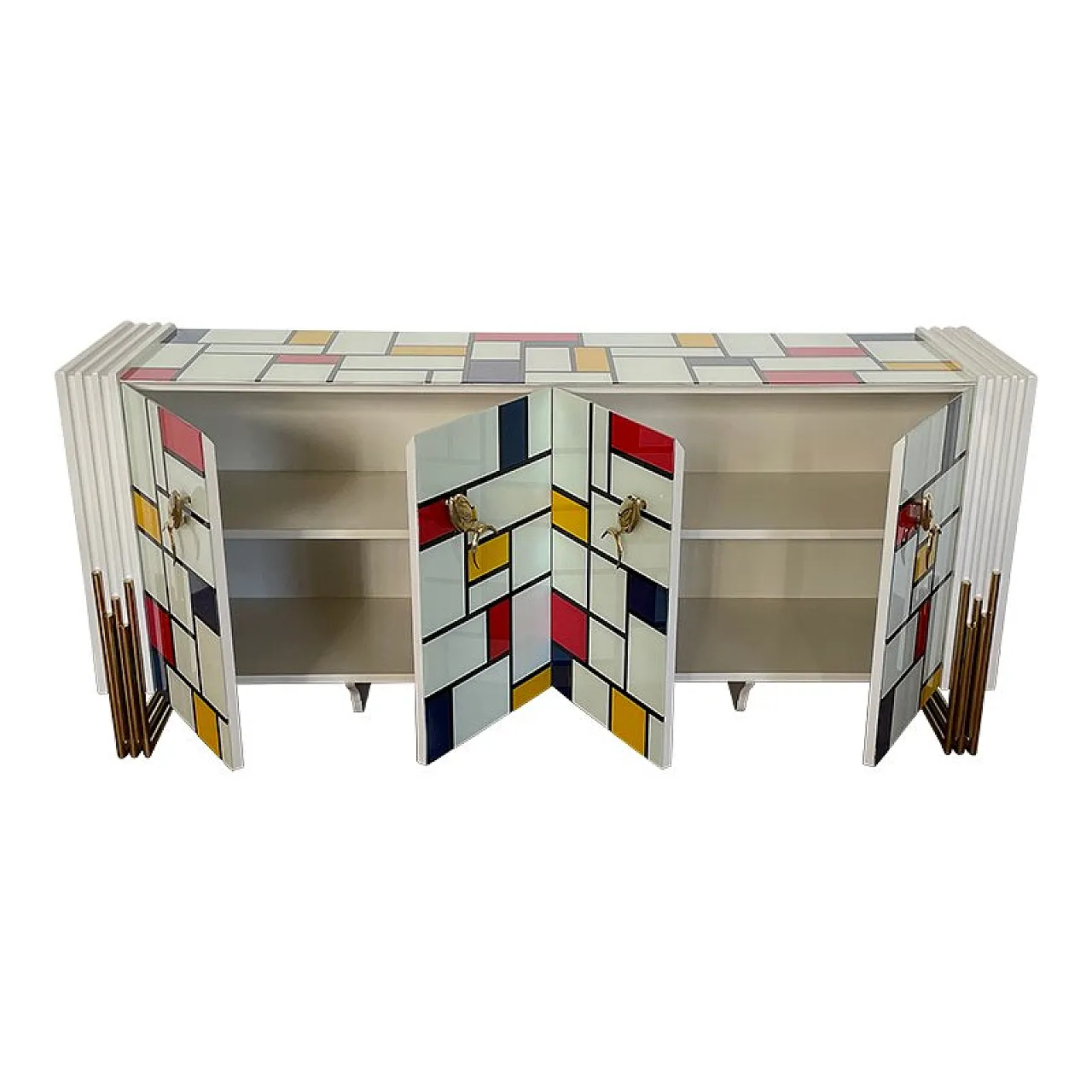 Credenza a quattro ante con maniglie a forma di pesce, anni '80 7