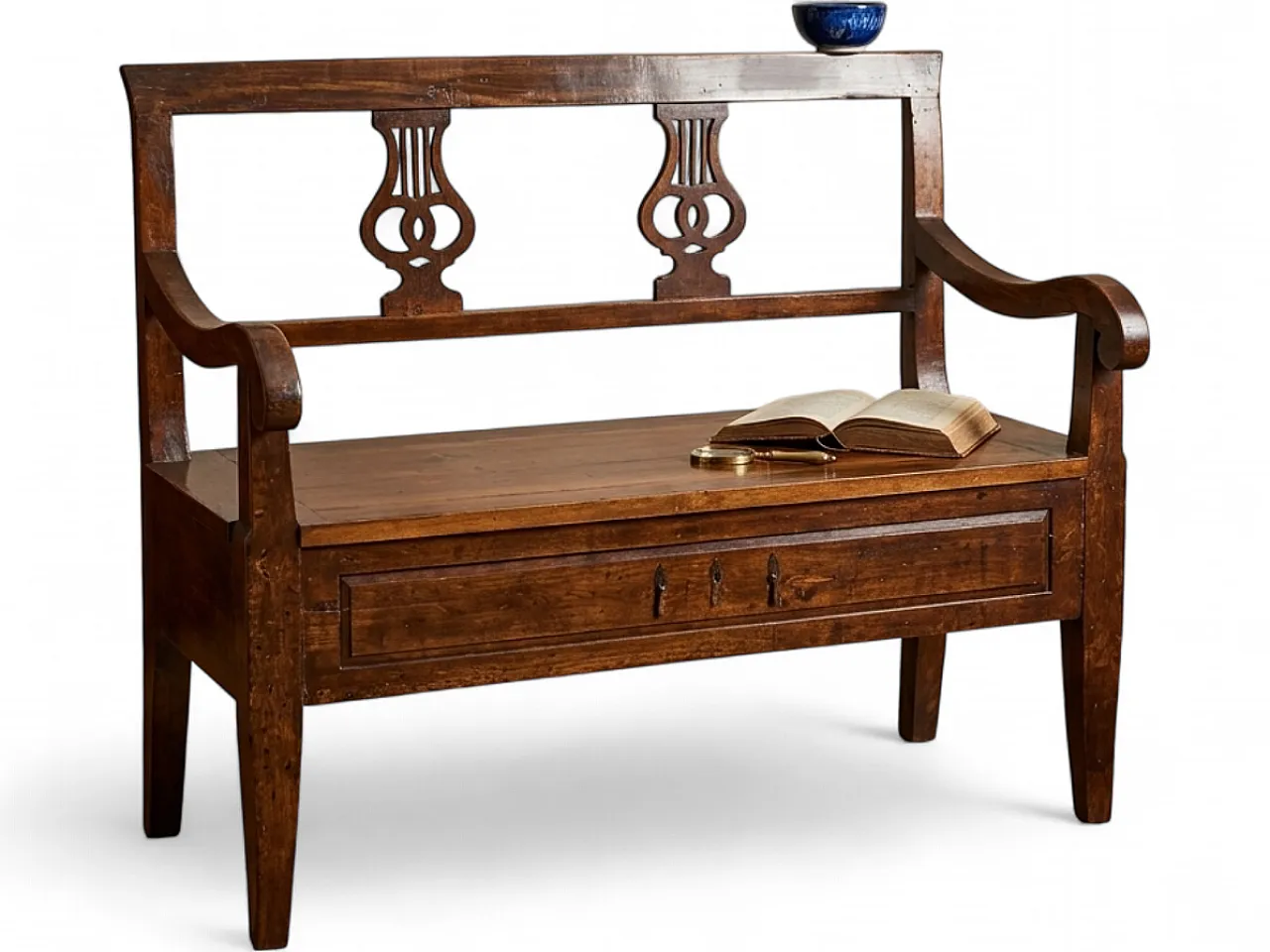 Divano in stile Neoclassico in legno con schienale a lira, anni '50 7