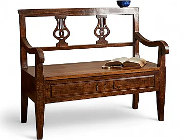 Divano in stile Neoclassico in legno con schienale a lira, anni '50