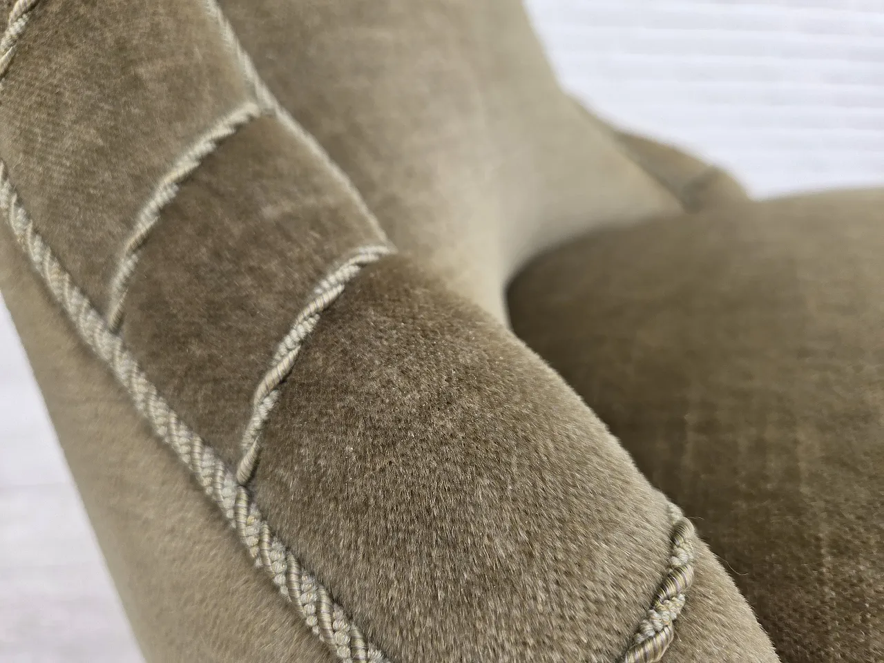 1960s, Danish easy chair, original green furniture velour. 5