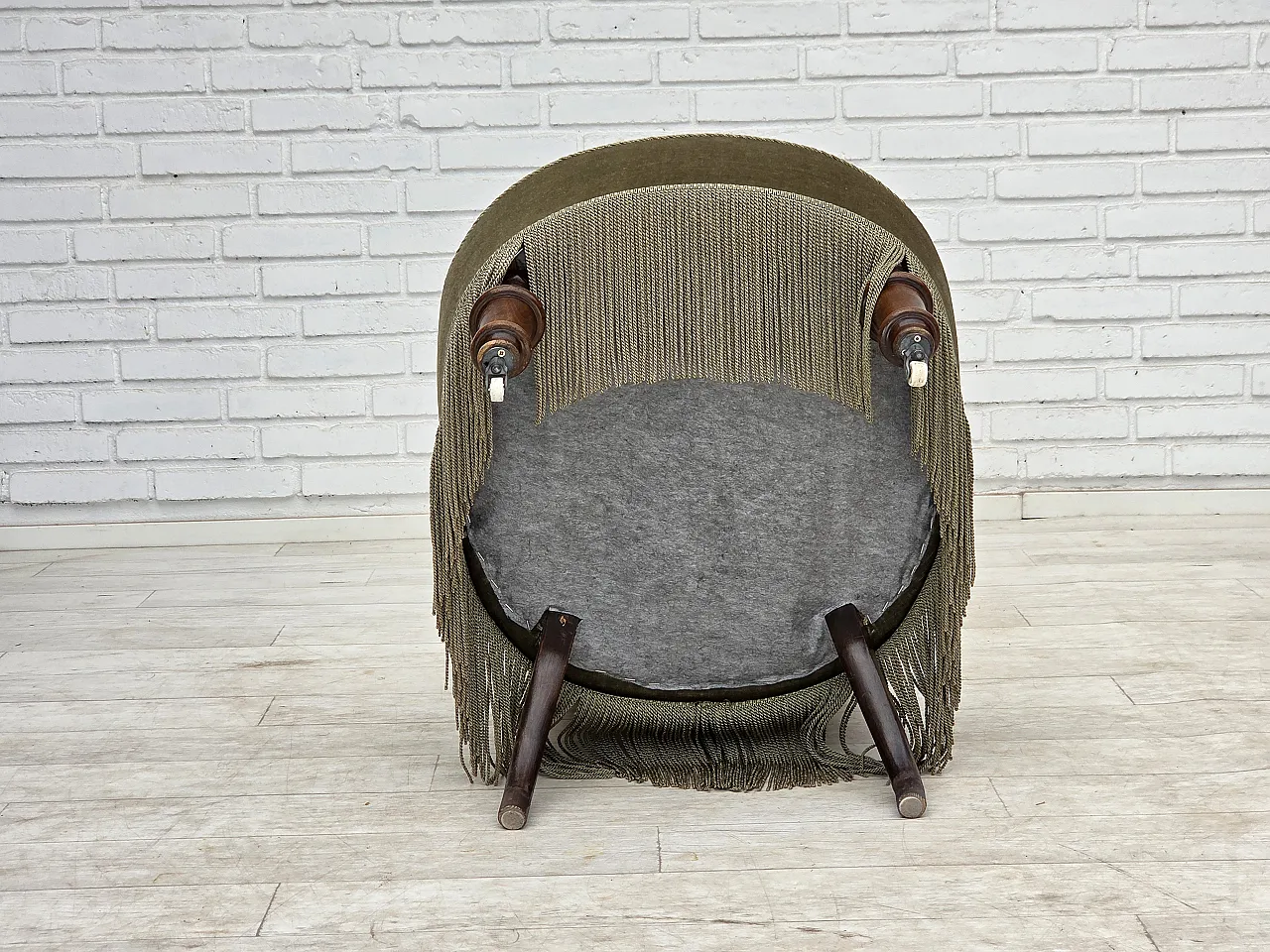 1960s, Danish easy chair, original green furniture velour. 13