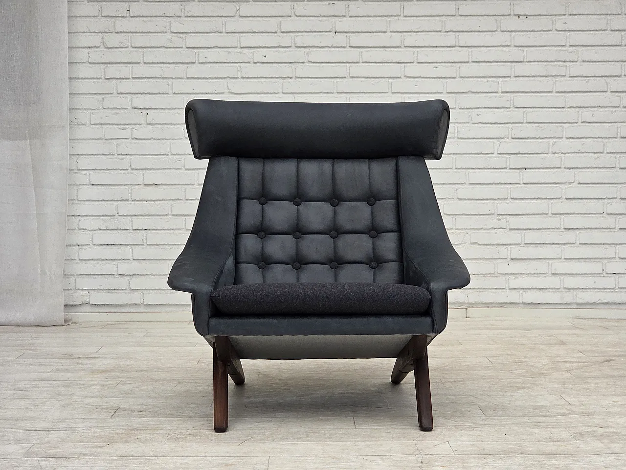 1970s, Danish design by Illum Wikkelsø, reupholstered, leather. 2