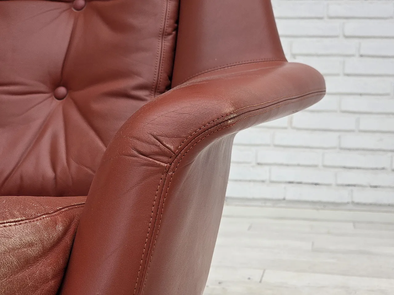 1970s, Danish design by H.W.Klein, swivel armchair, furniture leather. 17