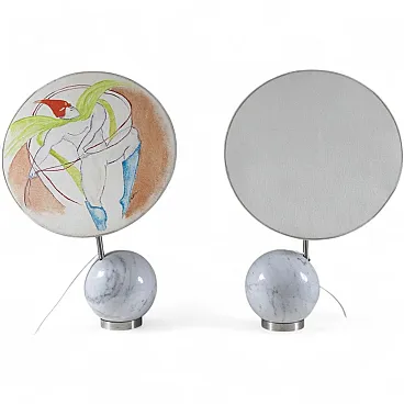 Pair of Table lamps with marble base, 1970s