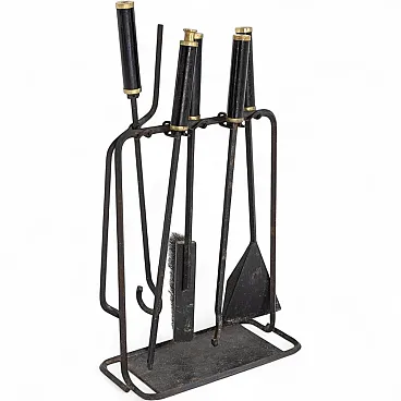 Fireplace set by Afra and Tobia Scarpa for Dimensione Fuoco, 1970s, set of 5