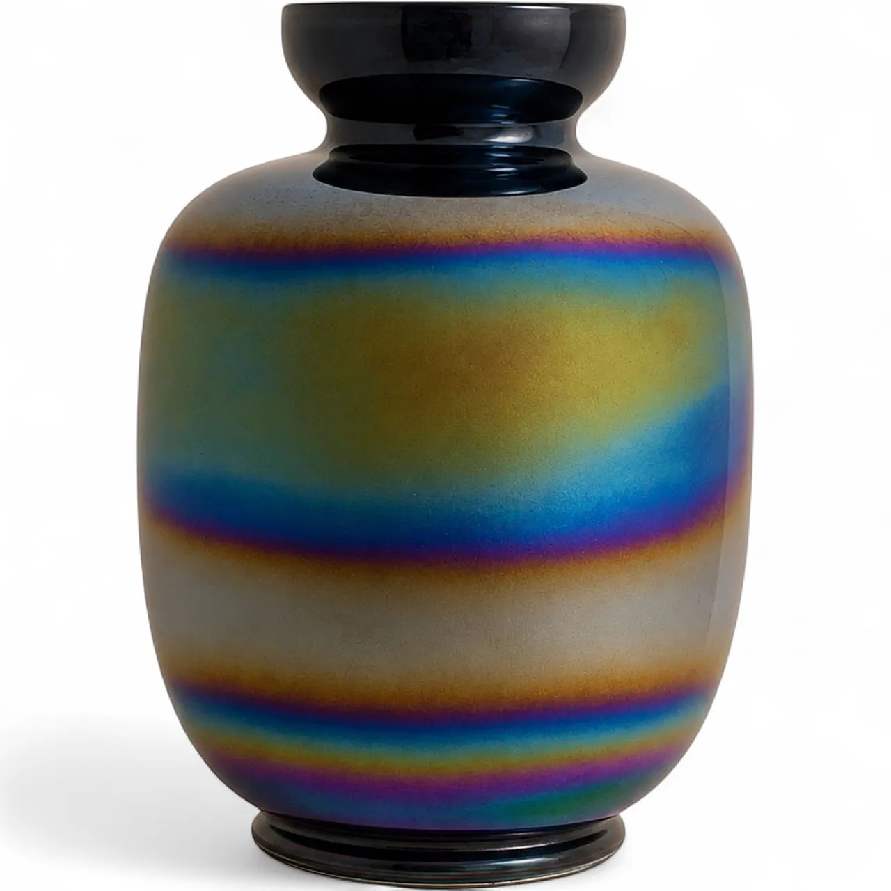 Vaso italiano anni ’70 in vetro olografico iridescente stile Venini 9
