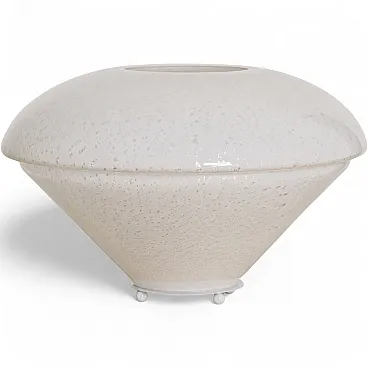 Lampada anni ’70 in vetro di Murano bianco e foglia d’argento