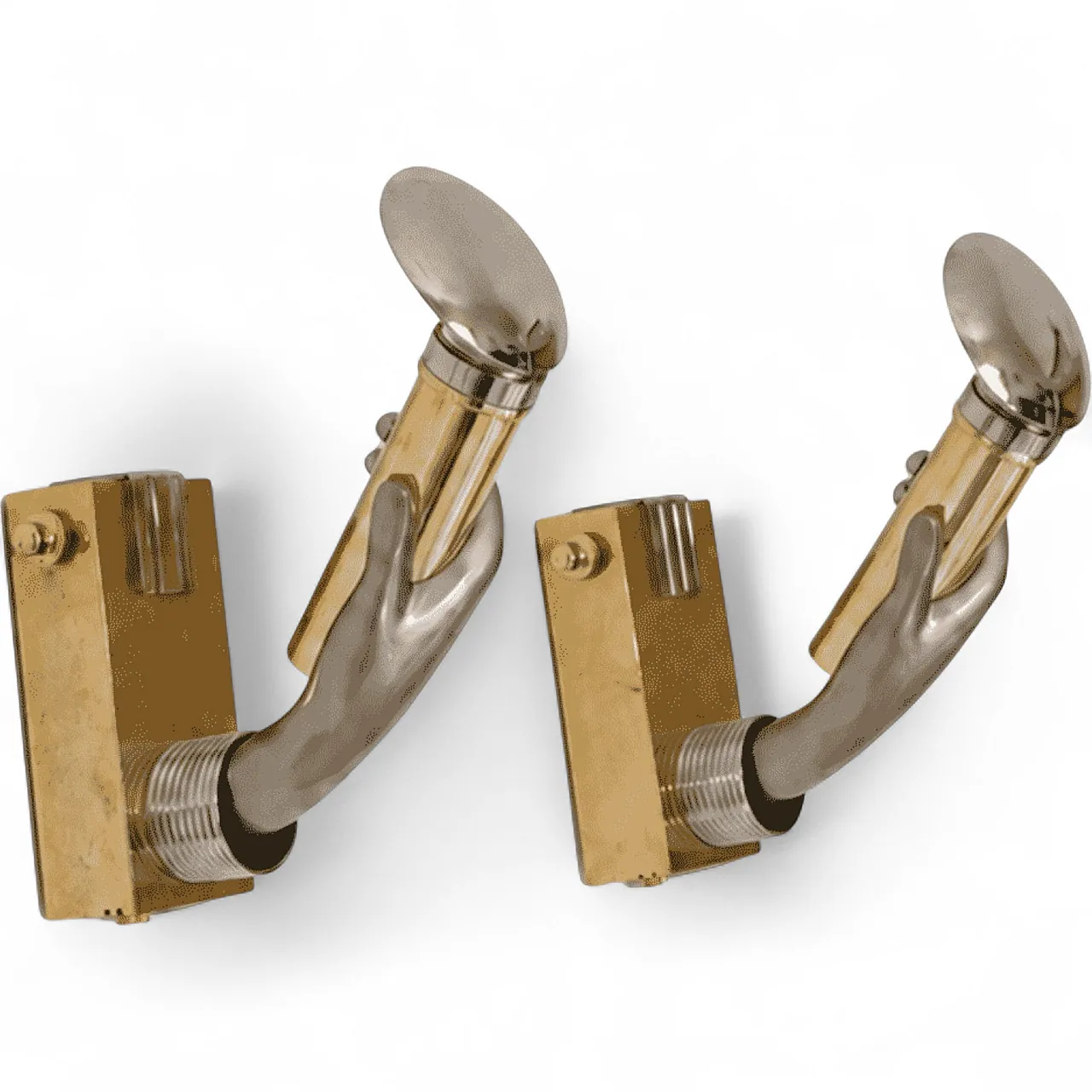 Pair of hand-shaped brass appliques in 1970s Gothic style 16