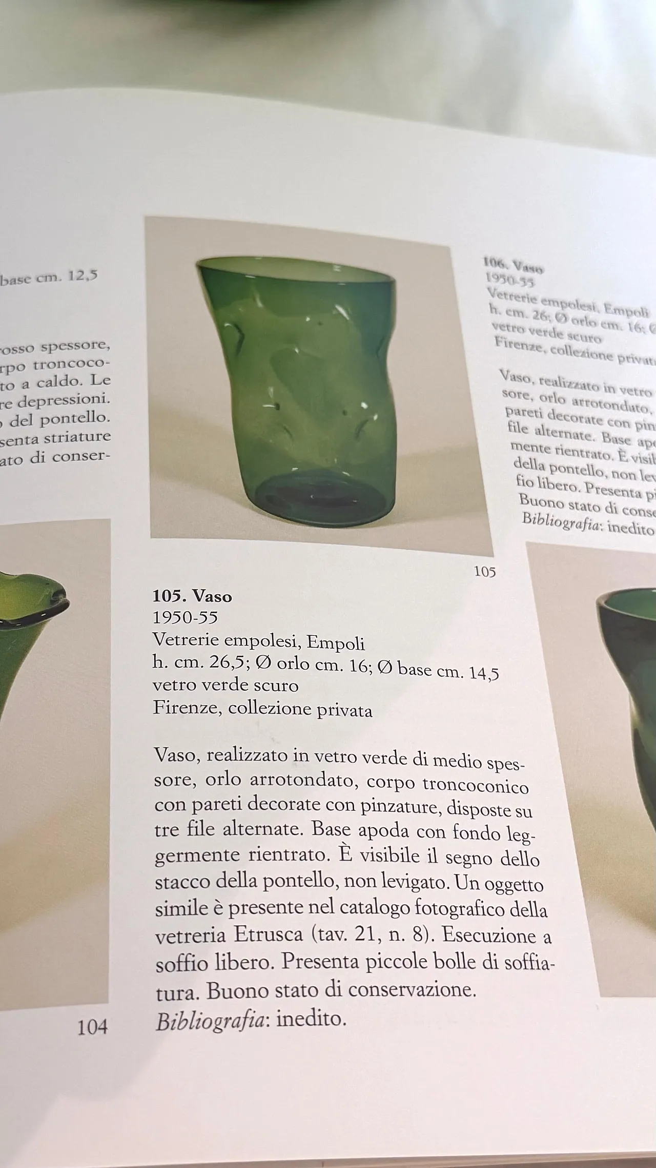 Cylindrical green hand-blown glass vase by Vetrerie Empolesi, 1950s 5