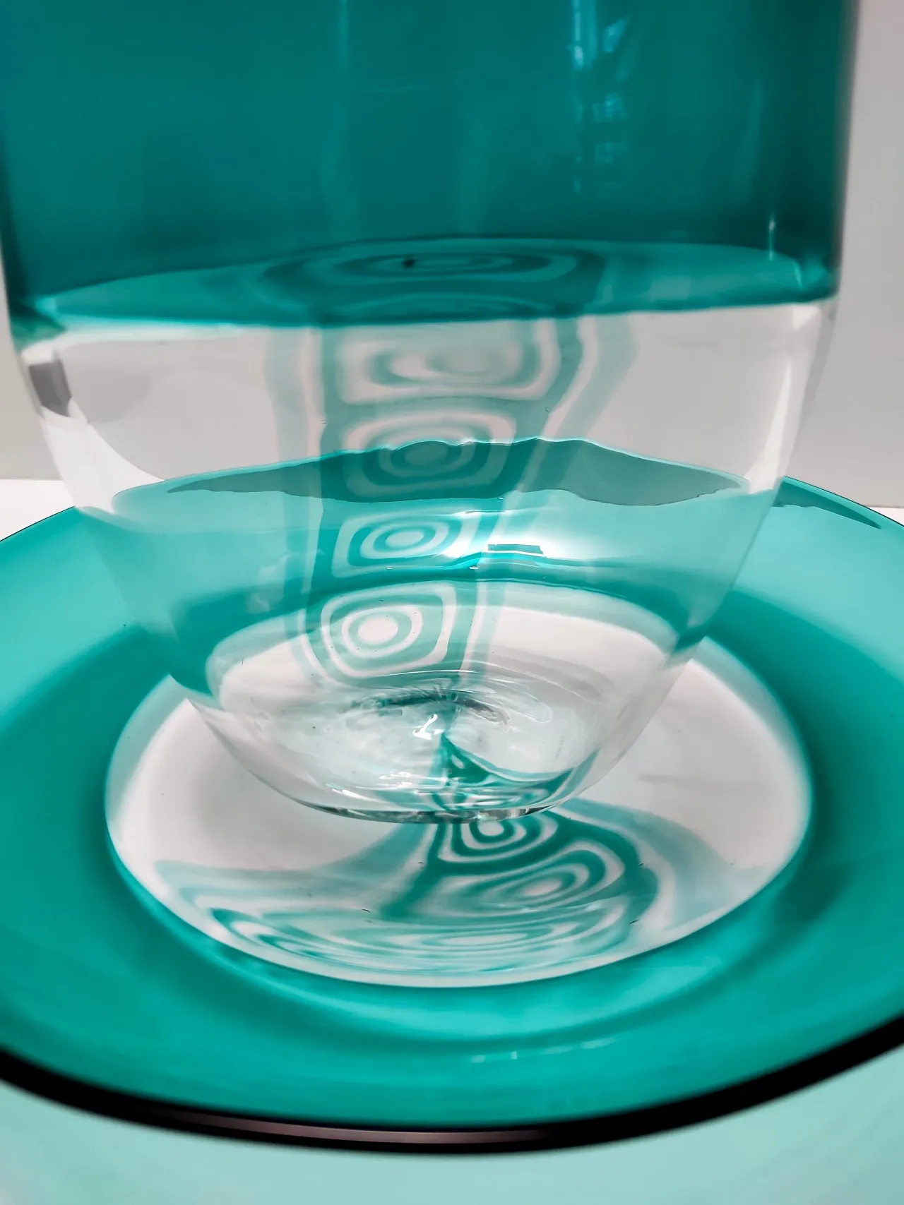 Teal and transparent Murano glass plate by La Murrina, 1970s 7