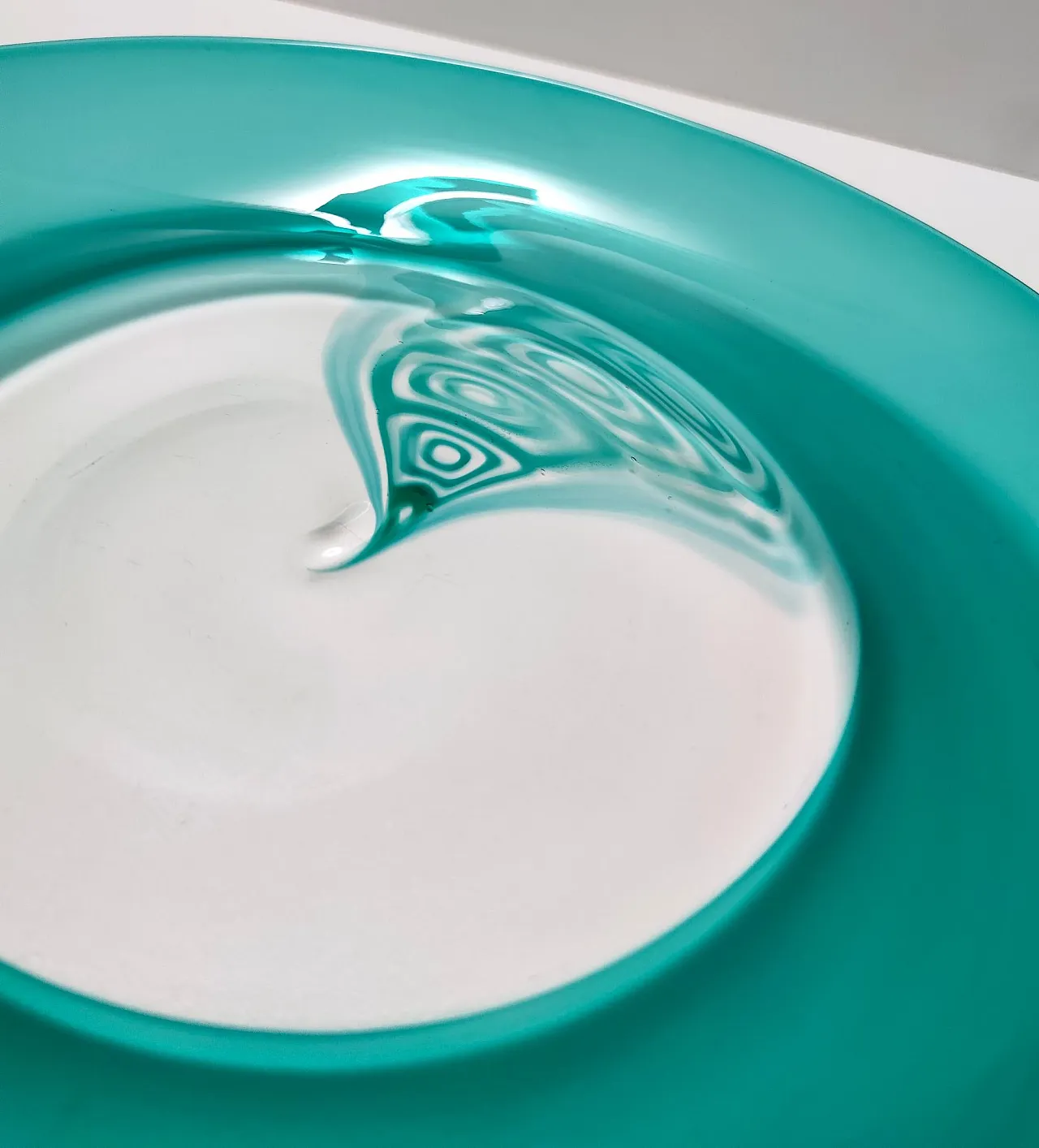Teal and transparent Murano glass plate by La Murrina, 1970s 8