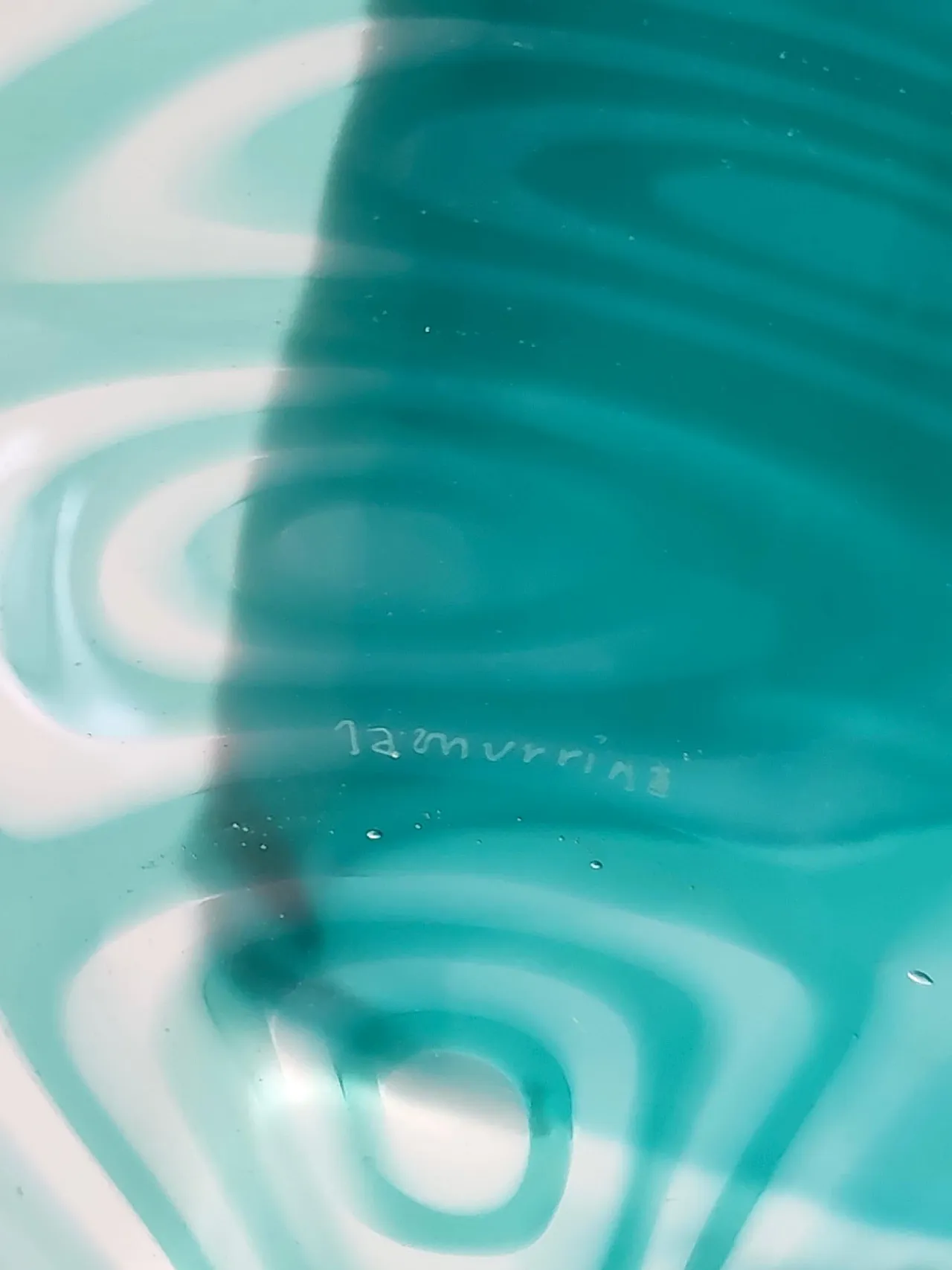 Teal and transparent Murano glass plate by La Murrina, 1970s 9
