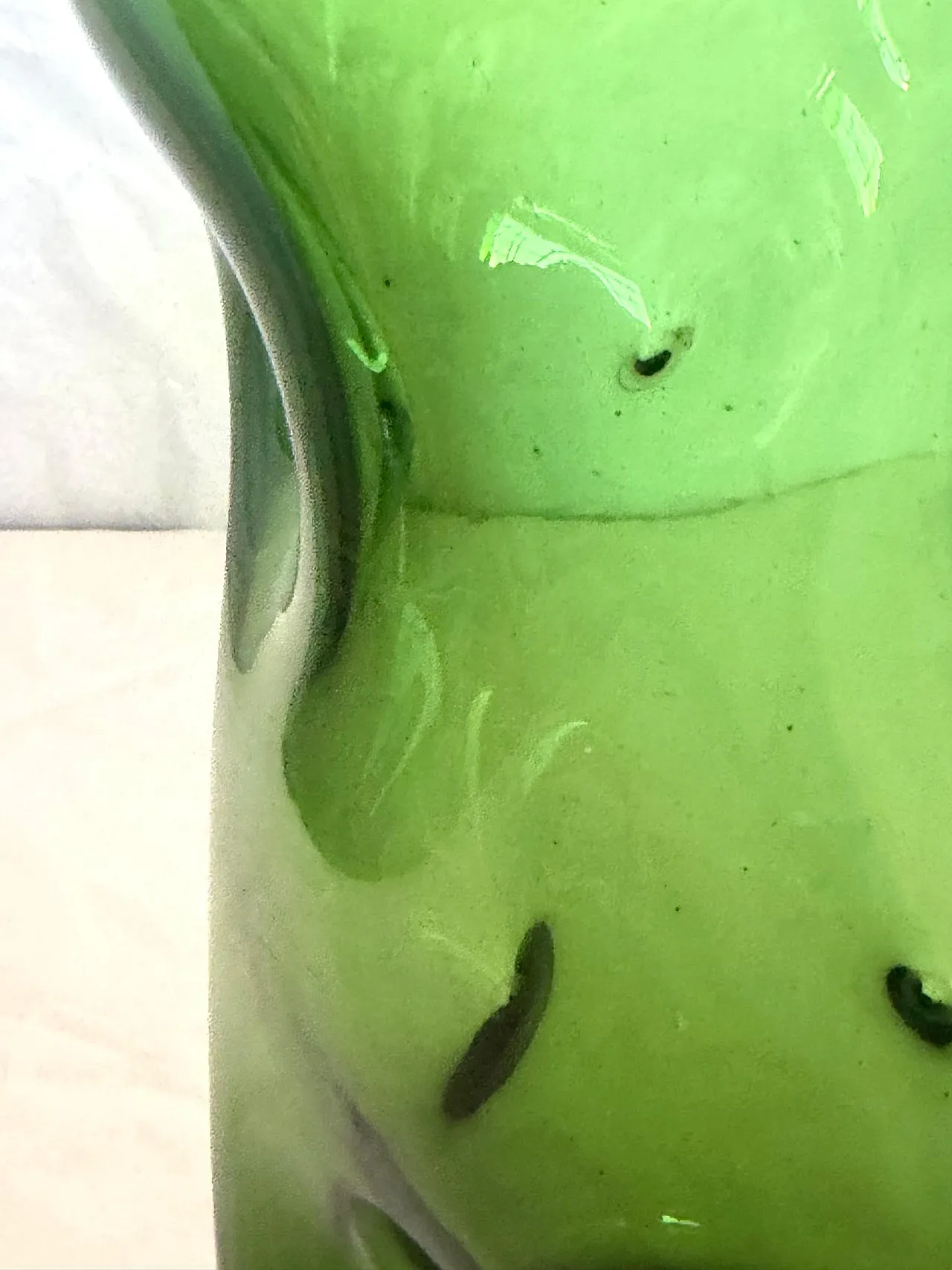 Cylindrical green hand-blown glass vase by Vetrerie Empolesi, 1950s 11