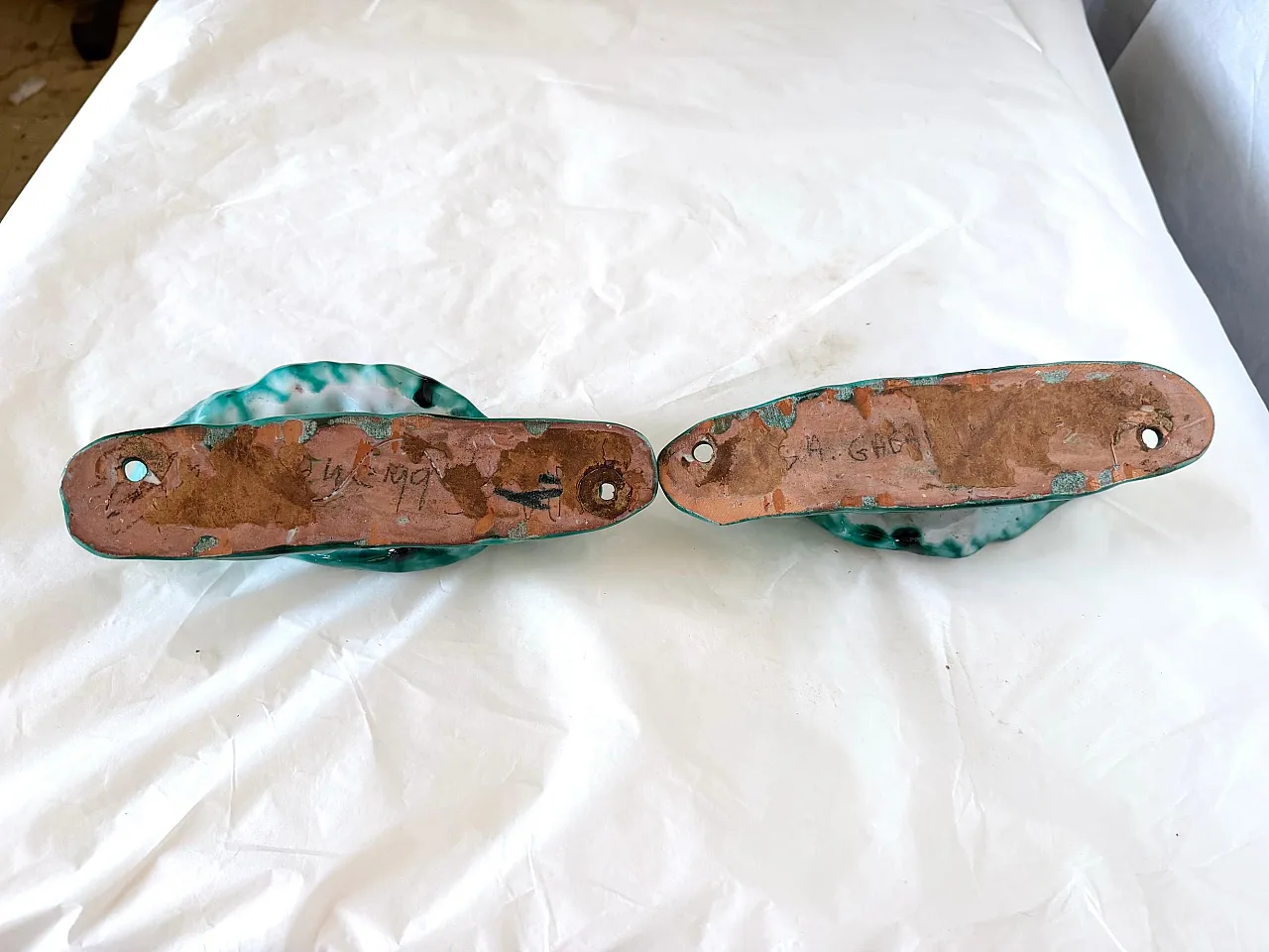 Coppia di maniglie per porte smaltate di Gabbianelli, anni '60 16