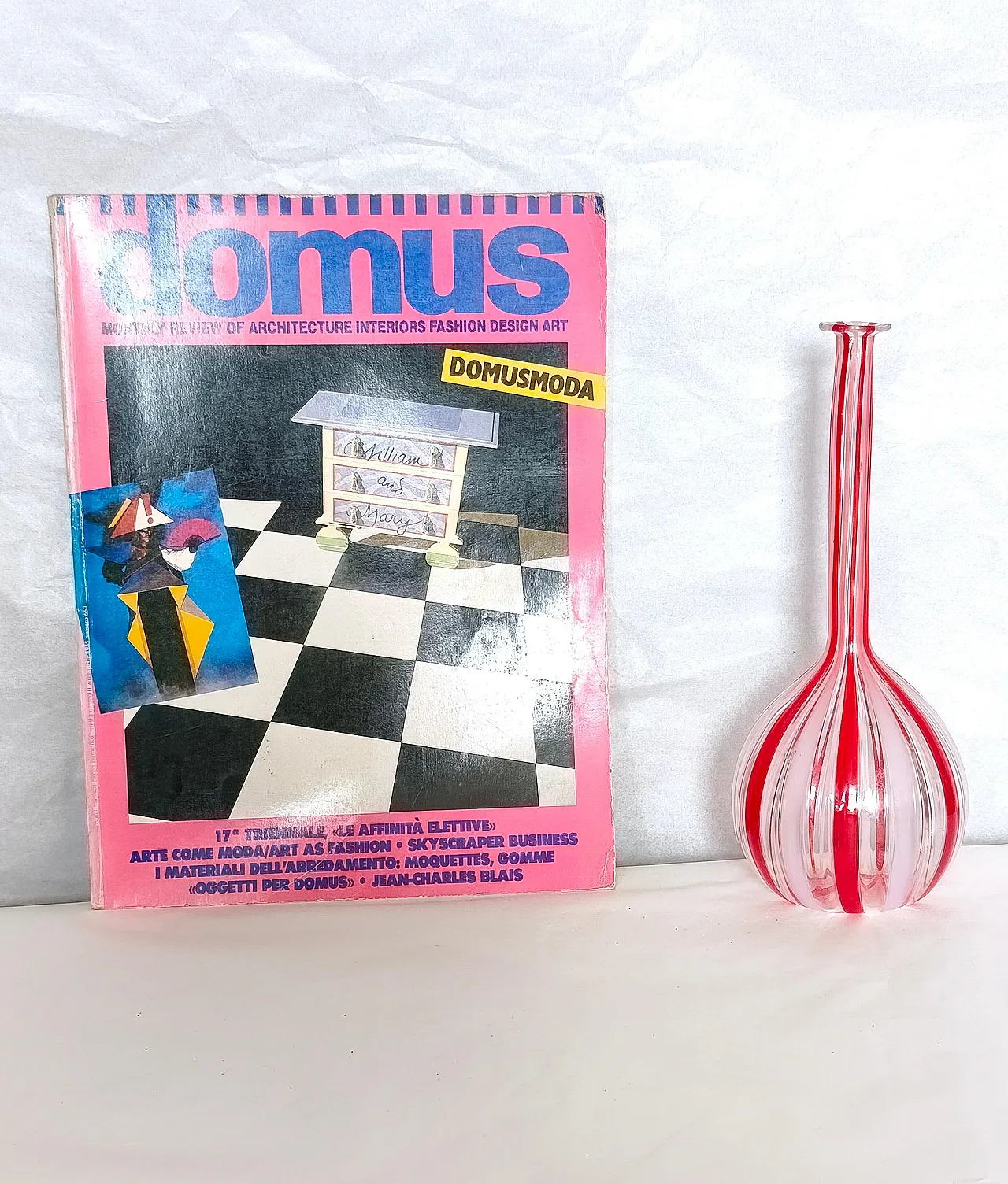 Glass bottle vase in the style of Gio Ponti, 1970s 2