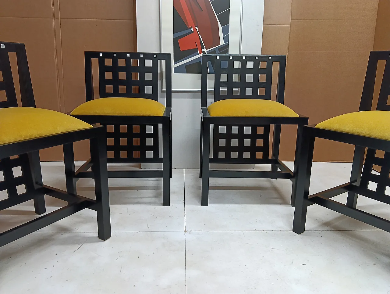 ALIVAR MVSEVM Set di 4 sedie 844 in velluto Senape 60