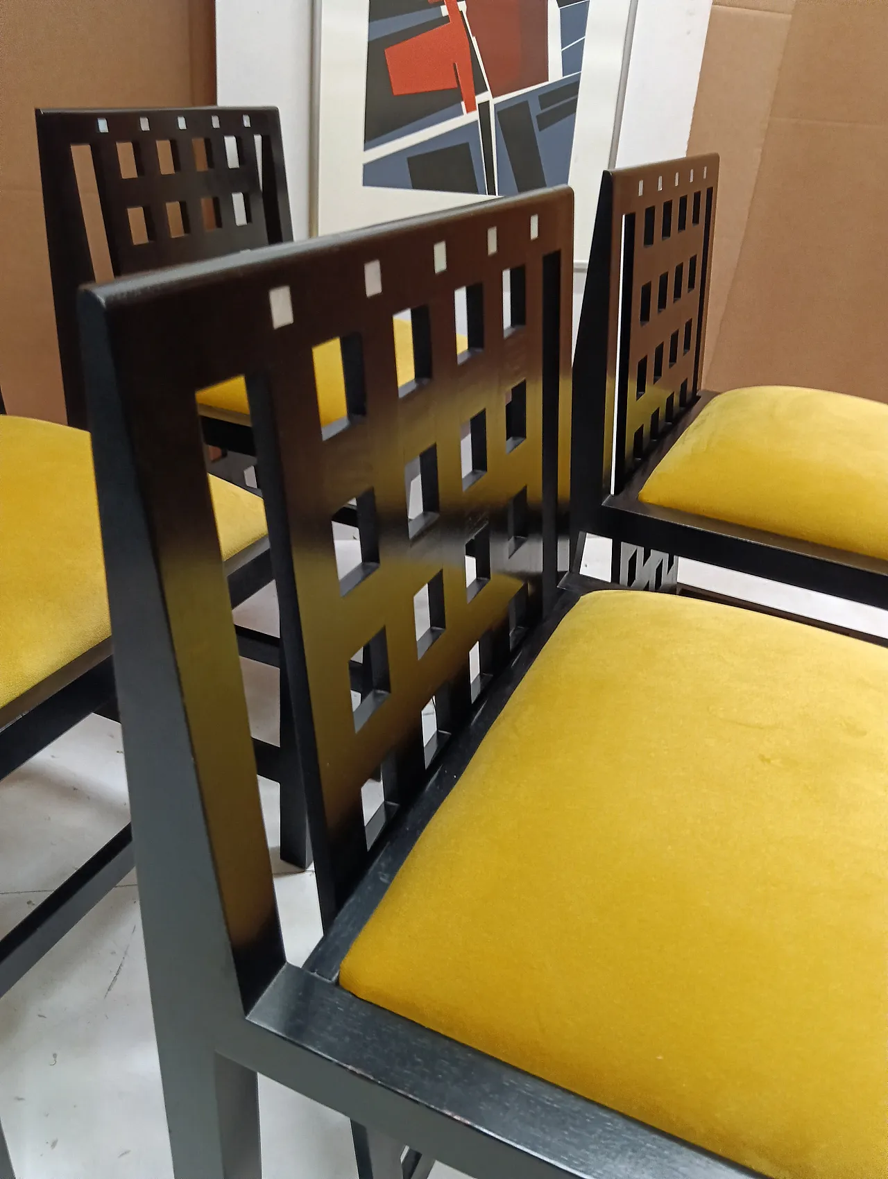 ALIVAR MVSEVM Set di 4 sedie 844 in velluto Senape 125