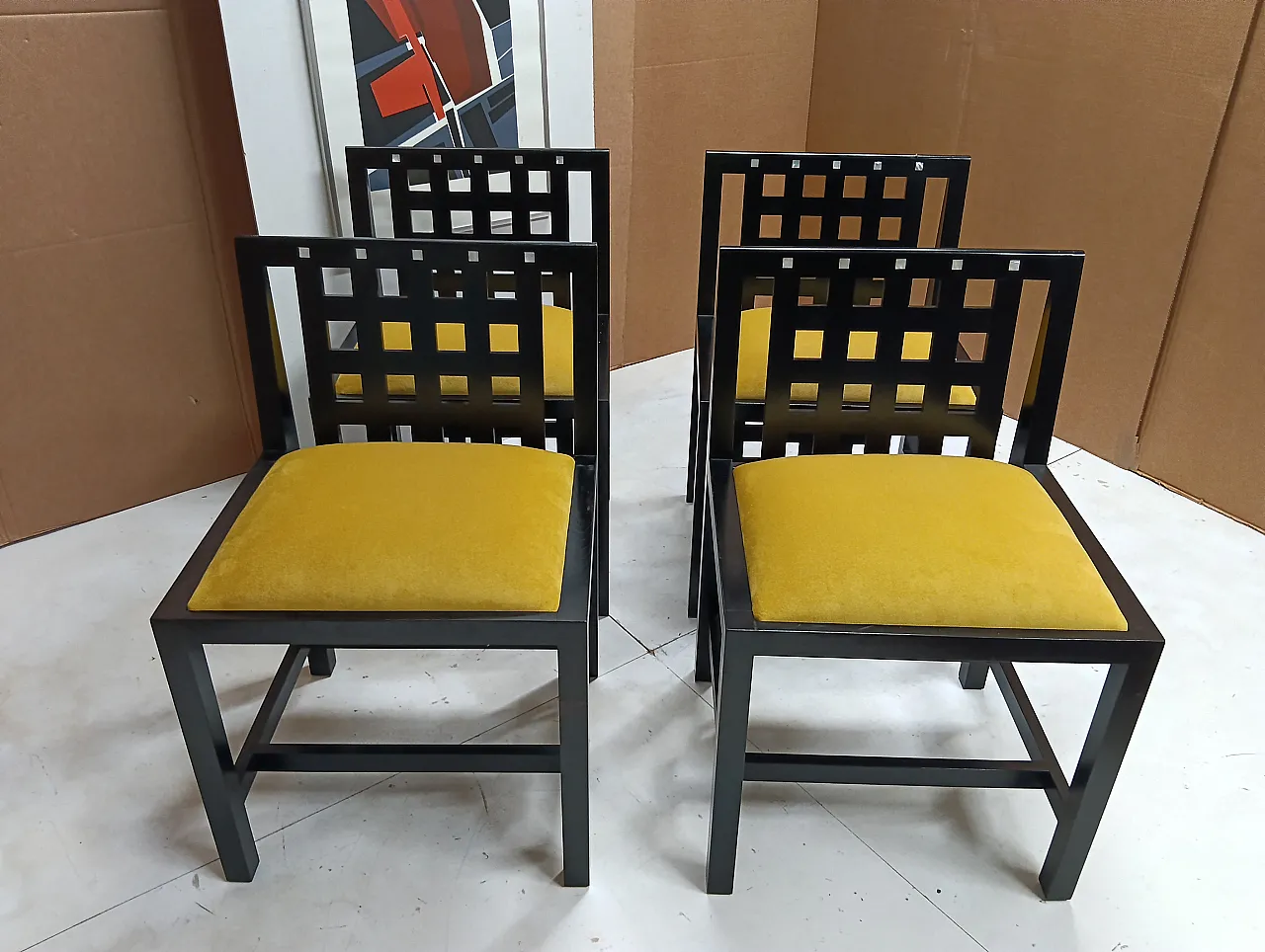 ALIVAR MVSEVM Set di 4 sedie 844 in velluto Senape 146