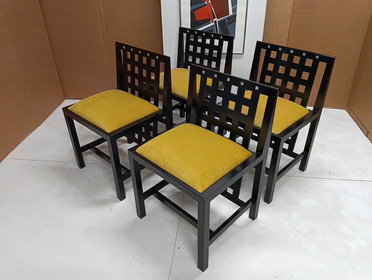 ALIVAR MVSEVM Set di 4 sedie 844 in velluto Senape 157