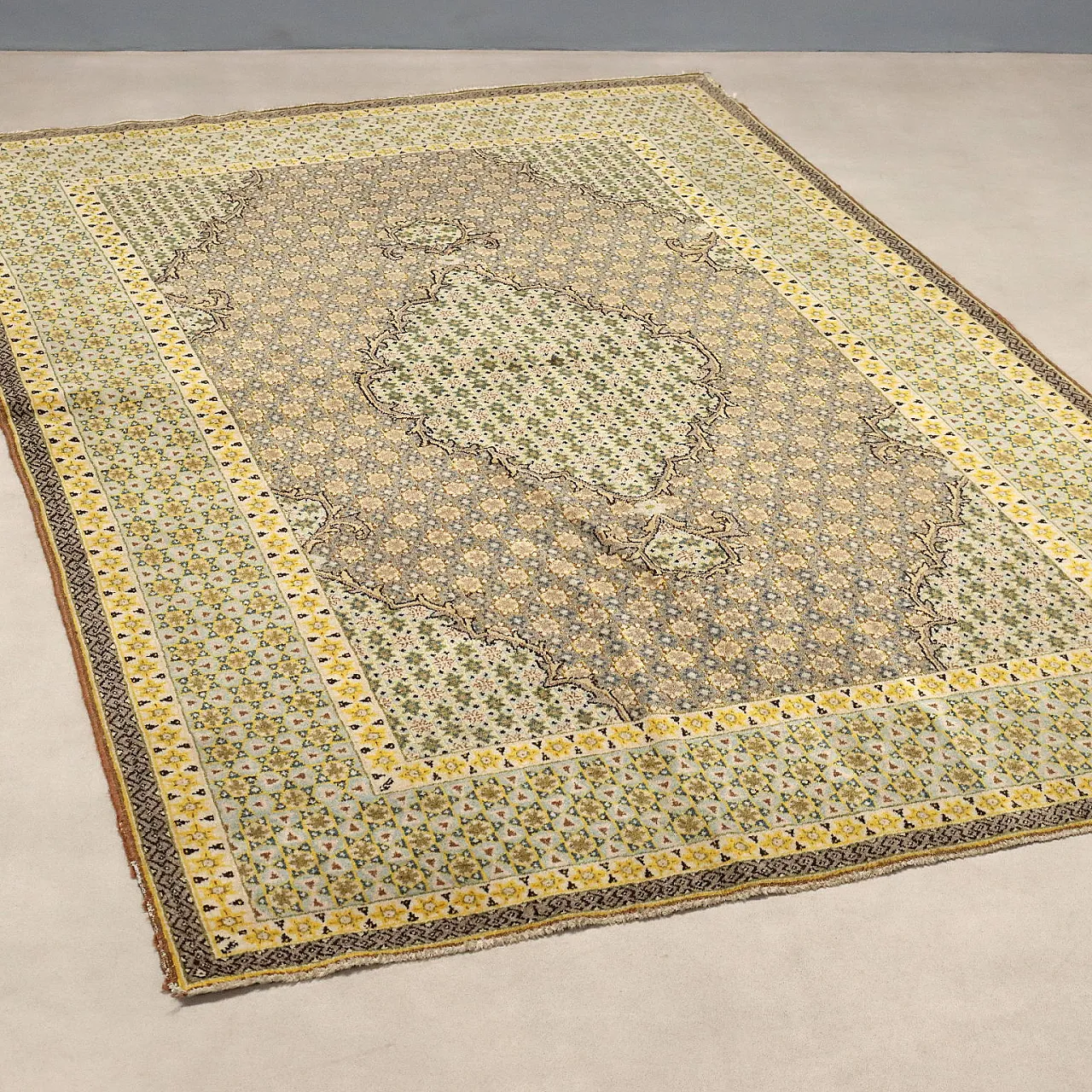 Kum rug in cotton and wool, 20th century 1