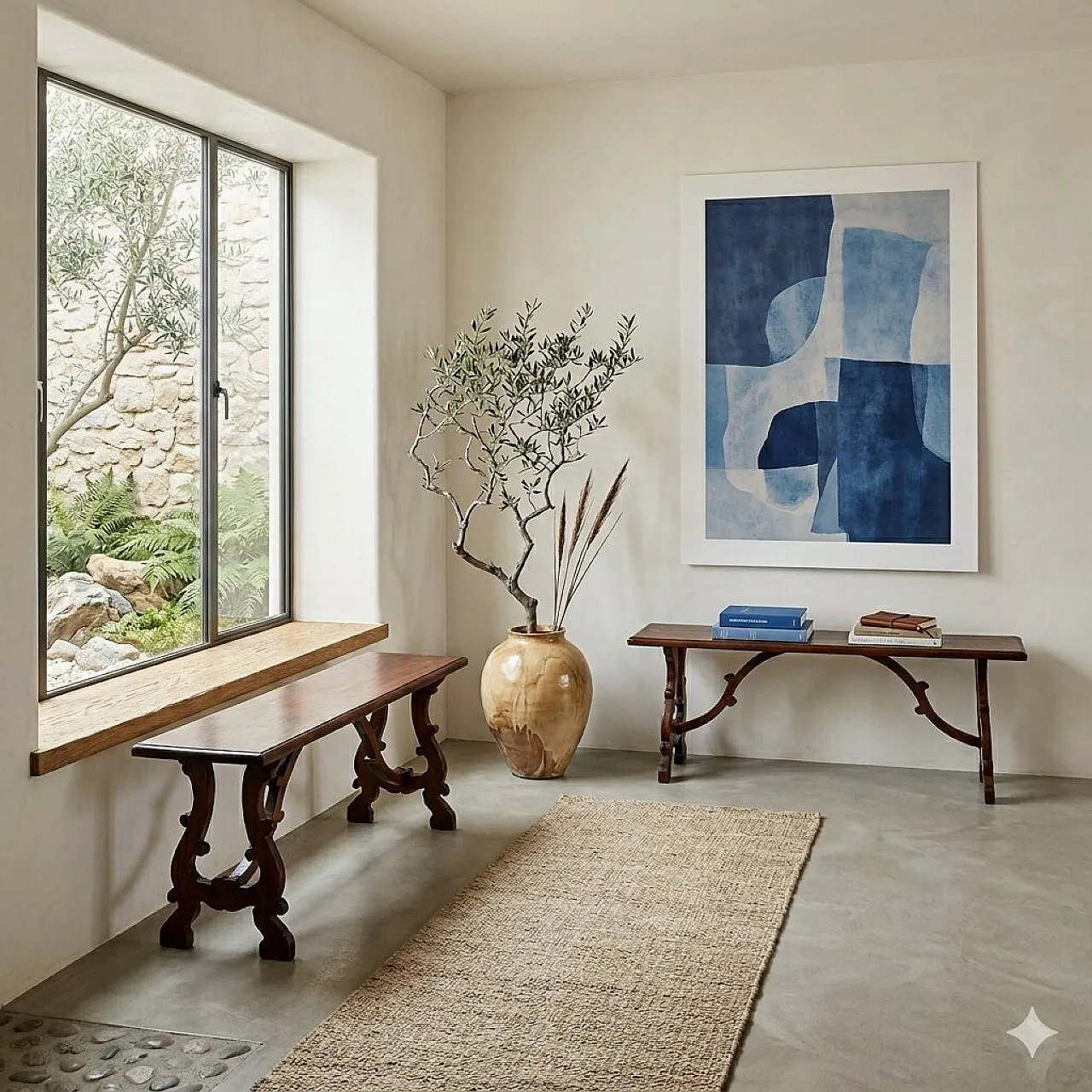 Pair of walnut benches, 20th century 2