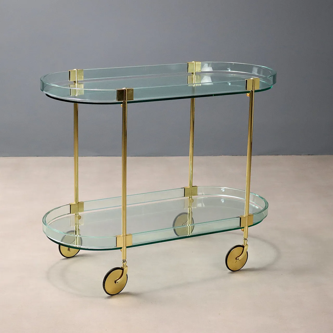 Glass and brass cart, 20th century 1