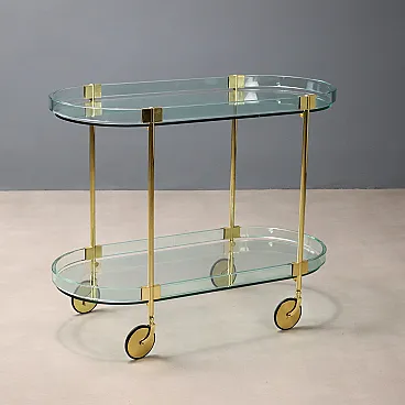 Glass and brass cart, 20th century