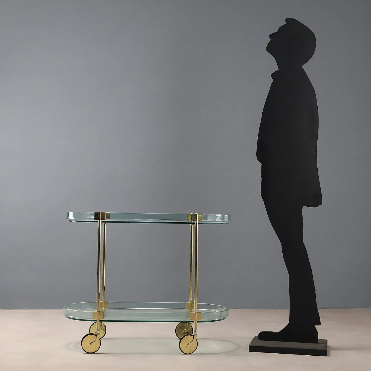 Glass and brass cart, 20th century 3