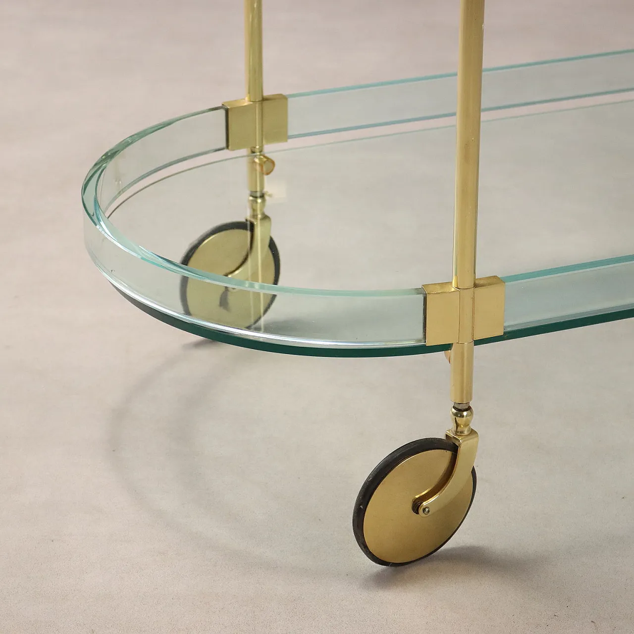 Glass and brass cart, 20th century 6