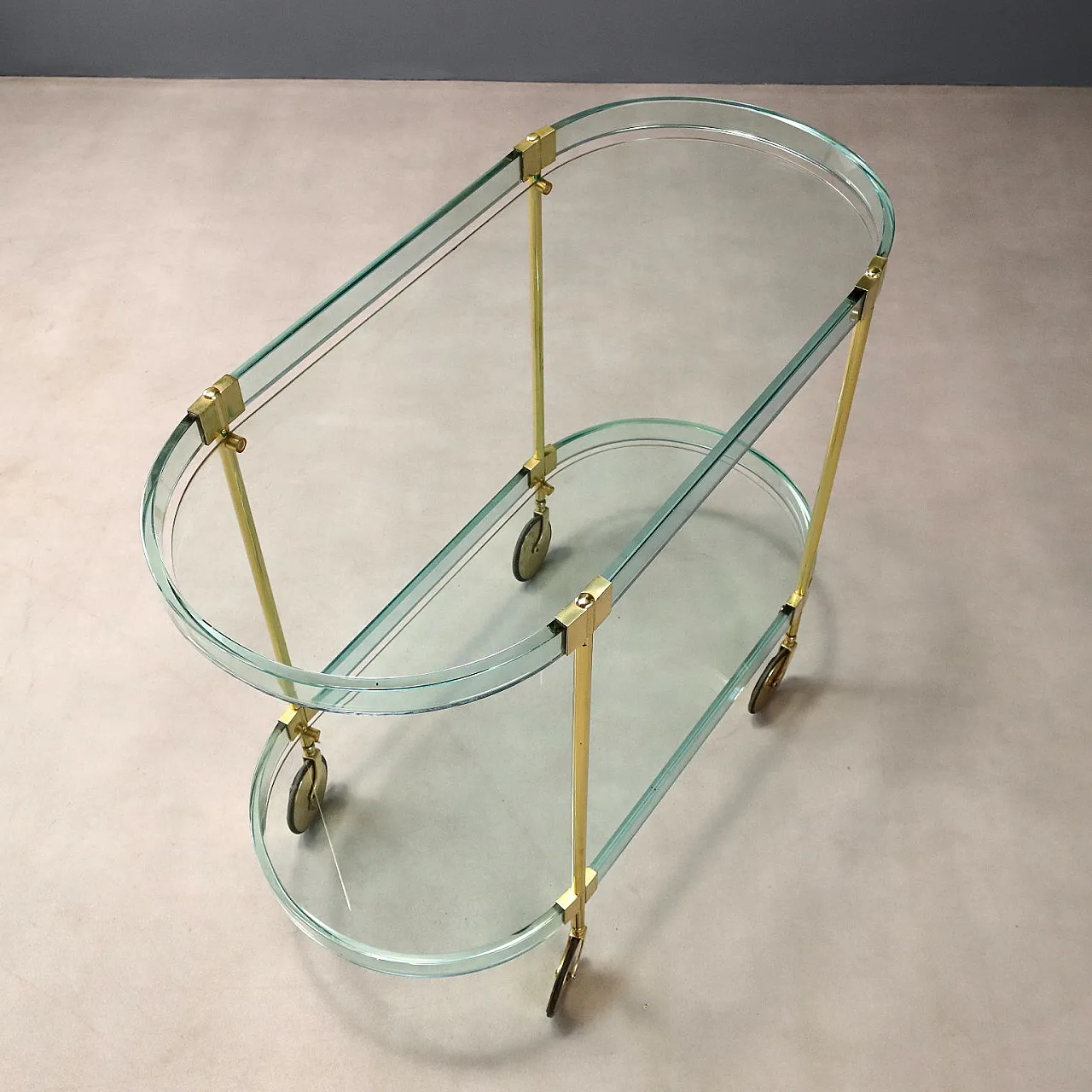 Glass and brass cart, 20th century 8