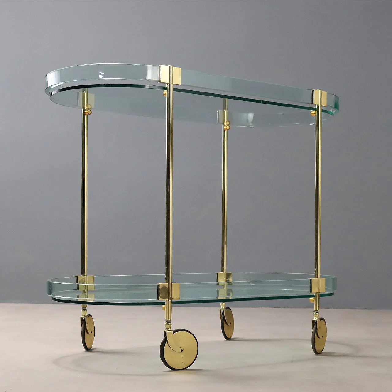 Glass and brass cart, 20th century 9