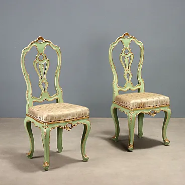 Pair of lacquered and gilded Baroque style chairs, 20th century