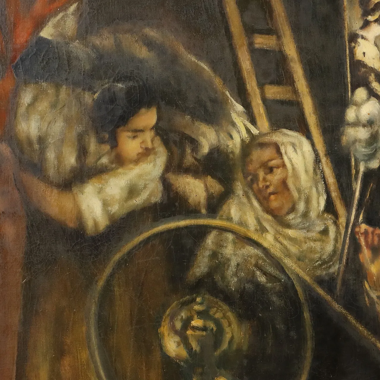 Painting The Spinners, oil on canvas, 17th century 4