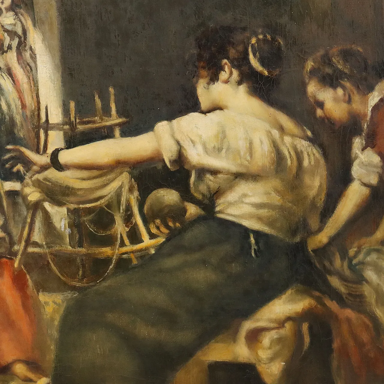 Painting The Spinners, oil on canvas, 17th century 6