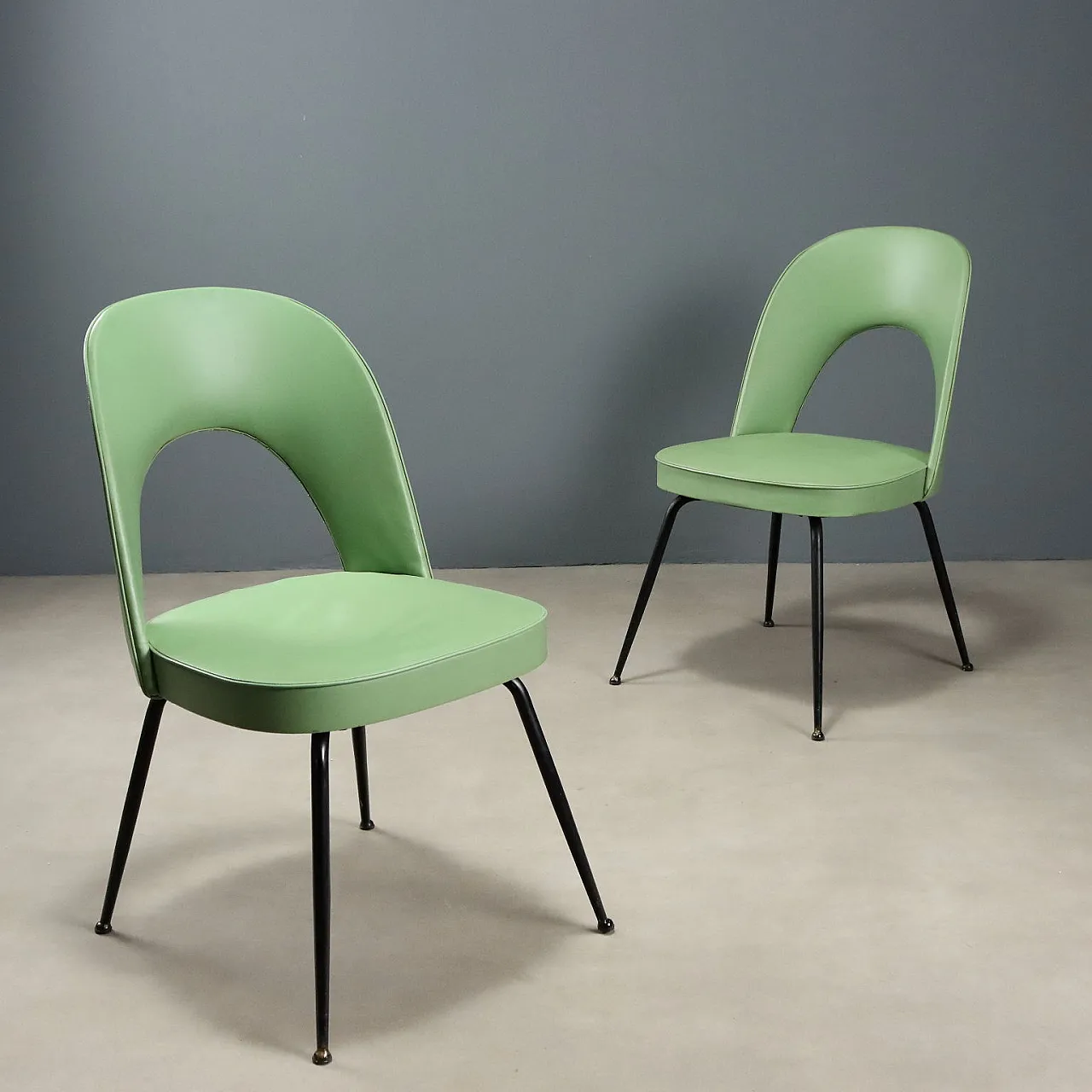 Pair of metal and skai chairs, 1960s 1