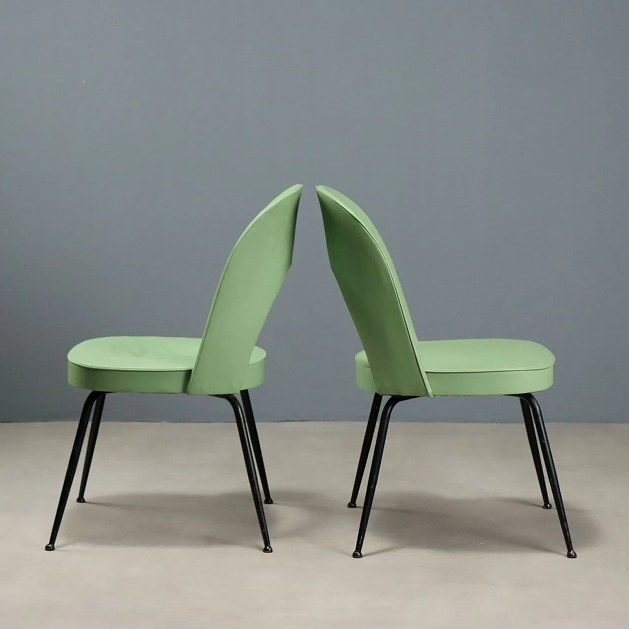 Pair of metal and skai chairs, 1960s 3