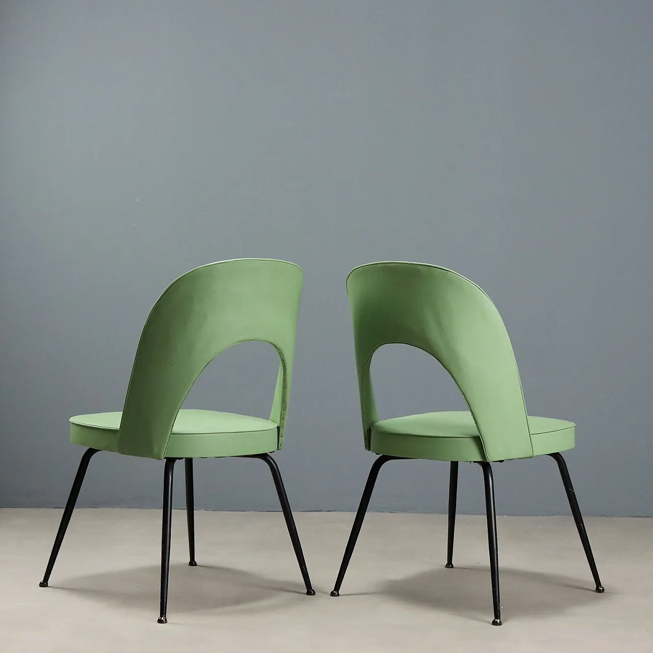 Pair of metal and skai chairs, 1960s 5