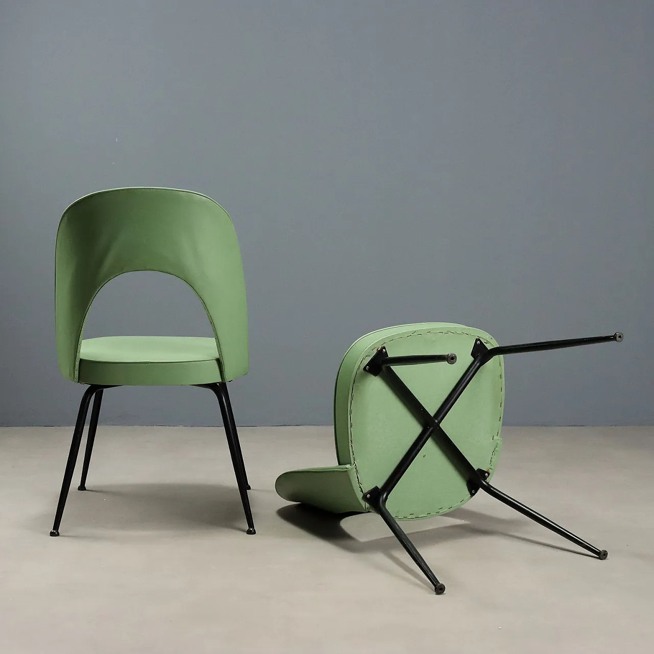 Pair of metal and skai chairs, 1960s 10