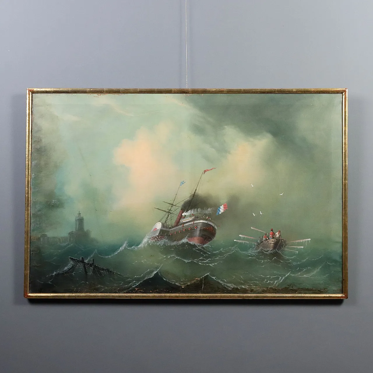 Painting Stormy Sea, 19th century 1